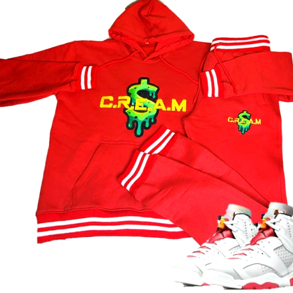 Red CREAM Two Piece Hooded Swaesuit